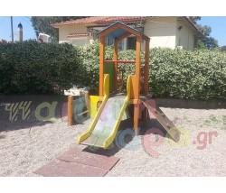 Σύνθετο όργανο παιδικής χαράς με ράμπες αναρριχήσεις και τσουλήθρα